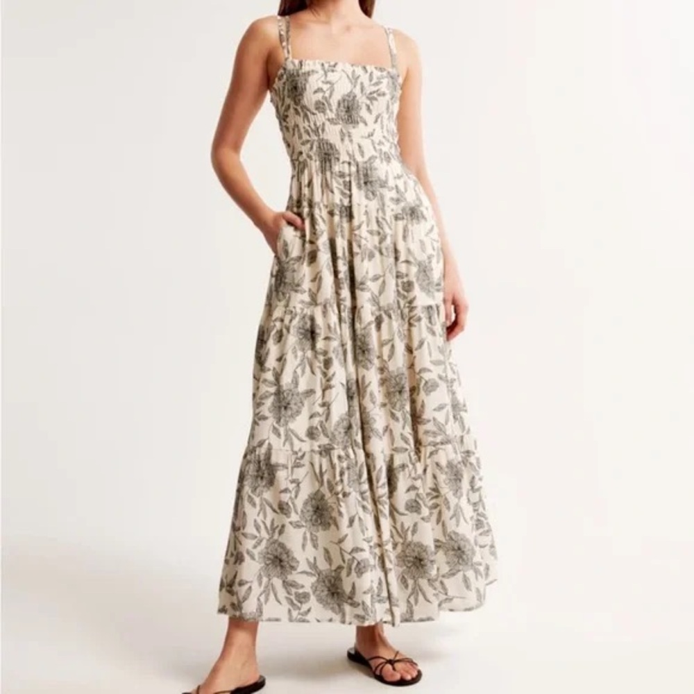 Abercrombie & Fitch Cream Floral Maxi Dress